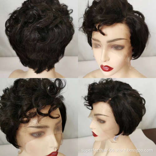 Pixie Cut Wigs Wholesale Virgin Vendors Unprocessed Short Bob Perruque Brazilian Body Wave Curly Lace Front Human Hair Wigs